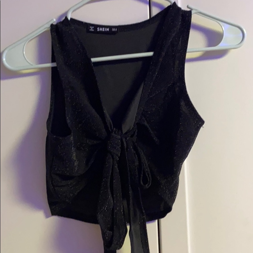 Shein black tie blouse